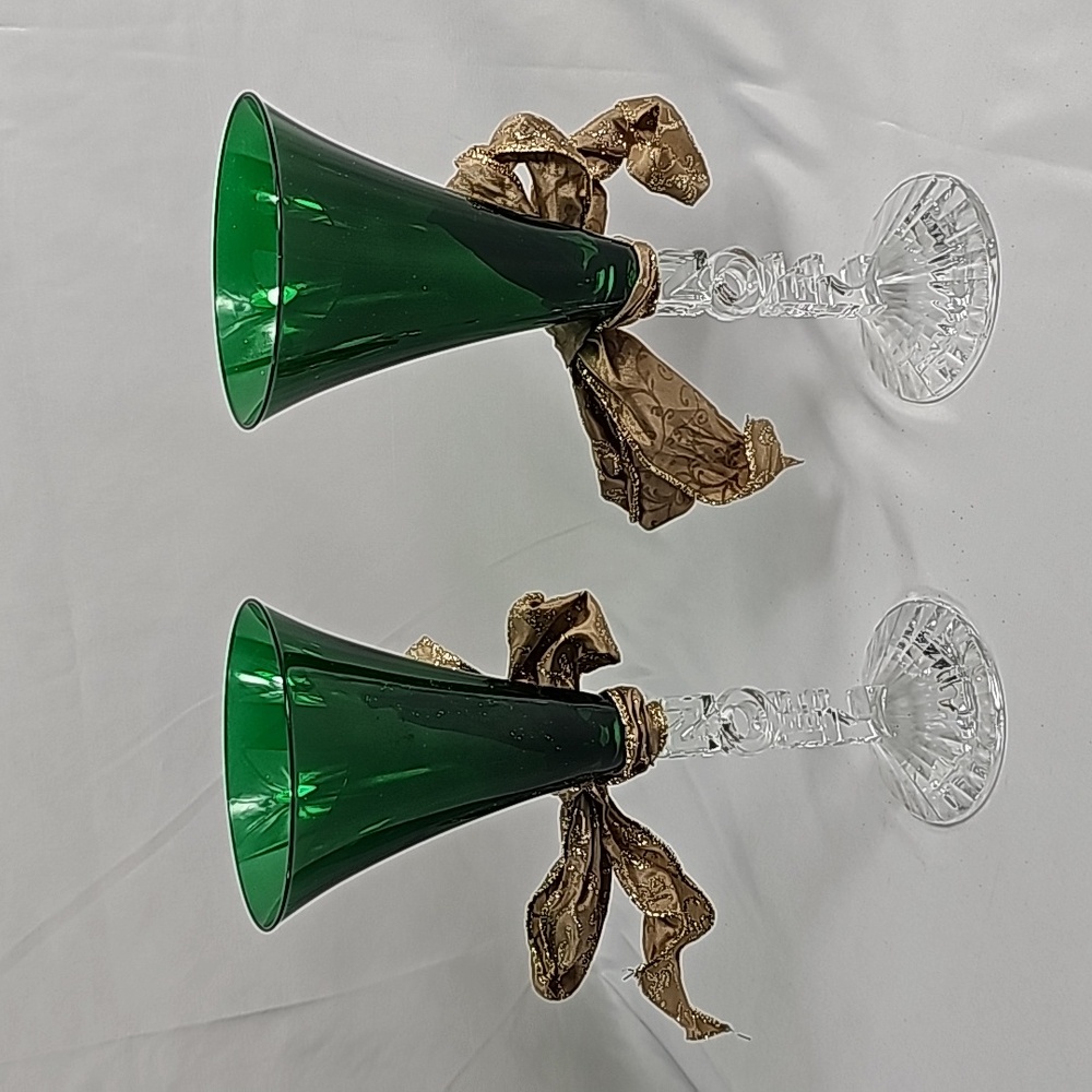 Emerald Green Crystal Noel Stem Glasses
